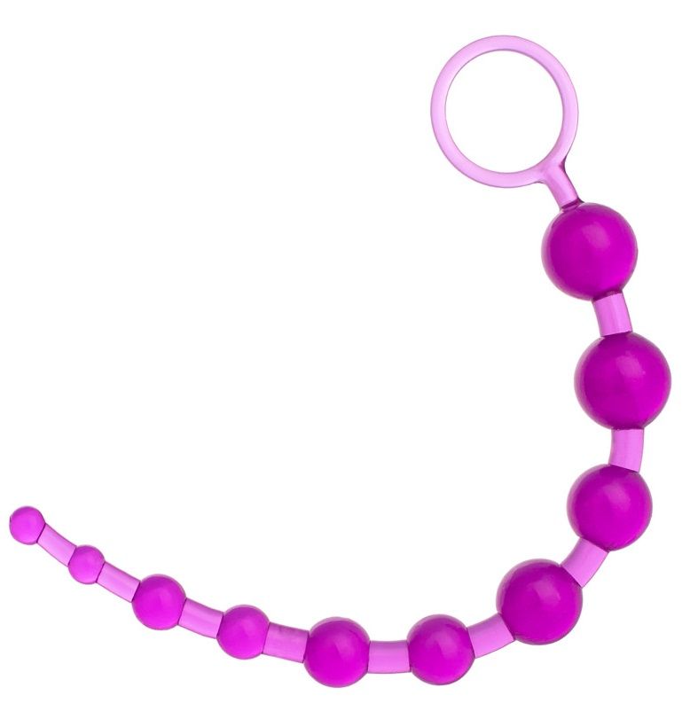 Фиолетовая анальная цепочка с кольцом - 30 см. (фиолетовый)