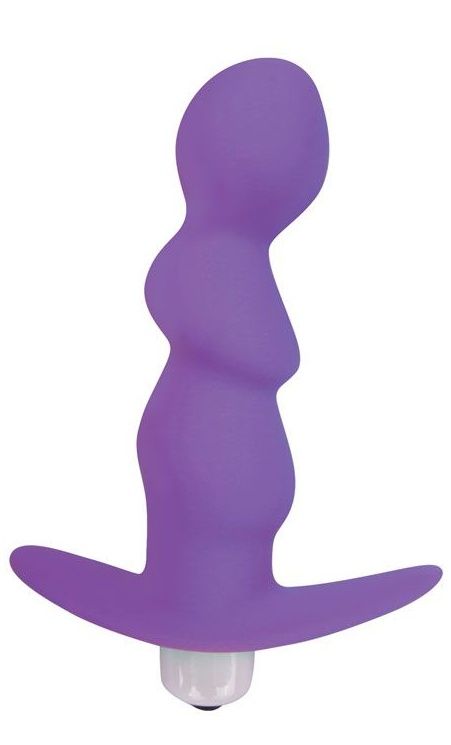 Фиолетовый рельефный вибромассажер с ограничителем - 9,5 см. (фиолетовый)