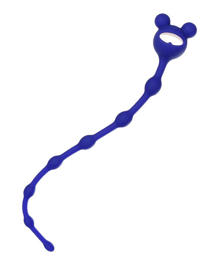 Синяя силиконовая анальная цепочка Froggy - 27,4 см. (синий)