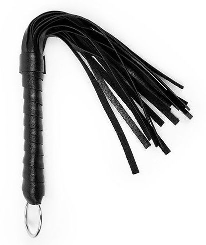 Черная плеть с рукоятью в оплетке - 28 см. (черный)