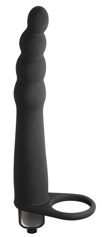 Черная вибронасадка для двойного проникновения Bramble - 16,5 см. (черный)