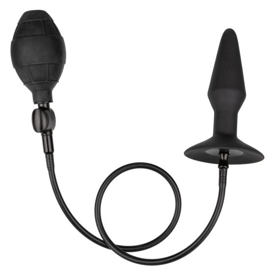 Расширяющаяся анальная пробка со съемным шлангом Medium Silicone Inflatable Plug - 10,75 см. (черный)