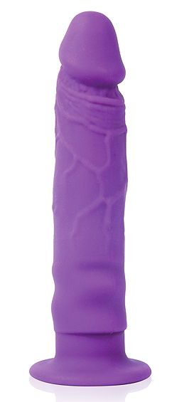 Фиолетовый реалистичный фаллоимитатор на присоске - 12 см. (фиолетовый)