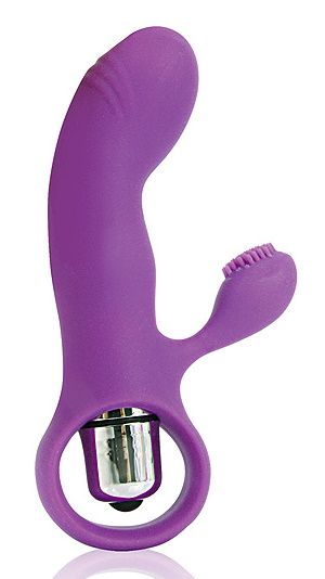 Фиолетовый вибромассажер COSMO с покрытым усиками клиторальным стимулятором (фиолетовый)