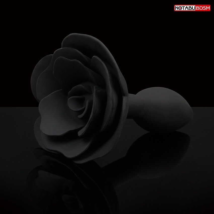Черная гладкая анальная втулка-роза