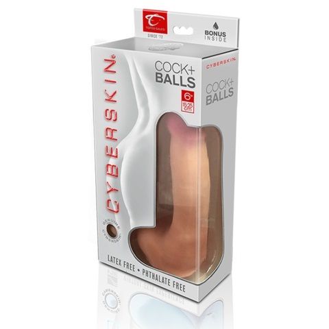 Фаллоимитатор из реалистичного материала CyberSkin Cyber Cock with Balls Medium - 18 см.