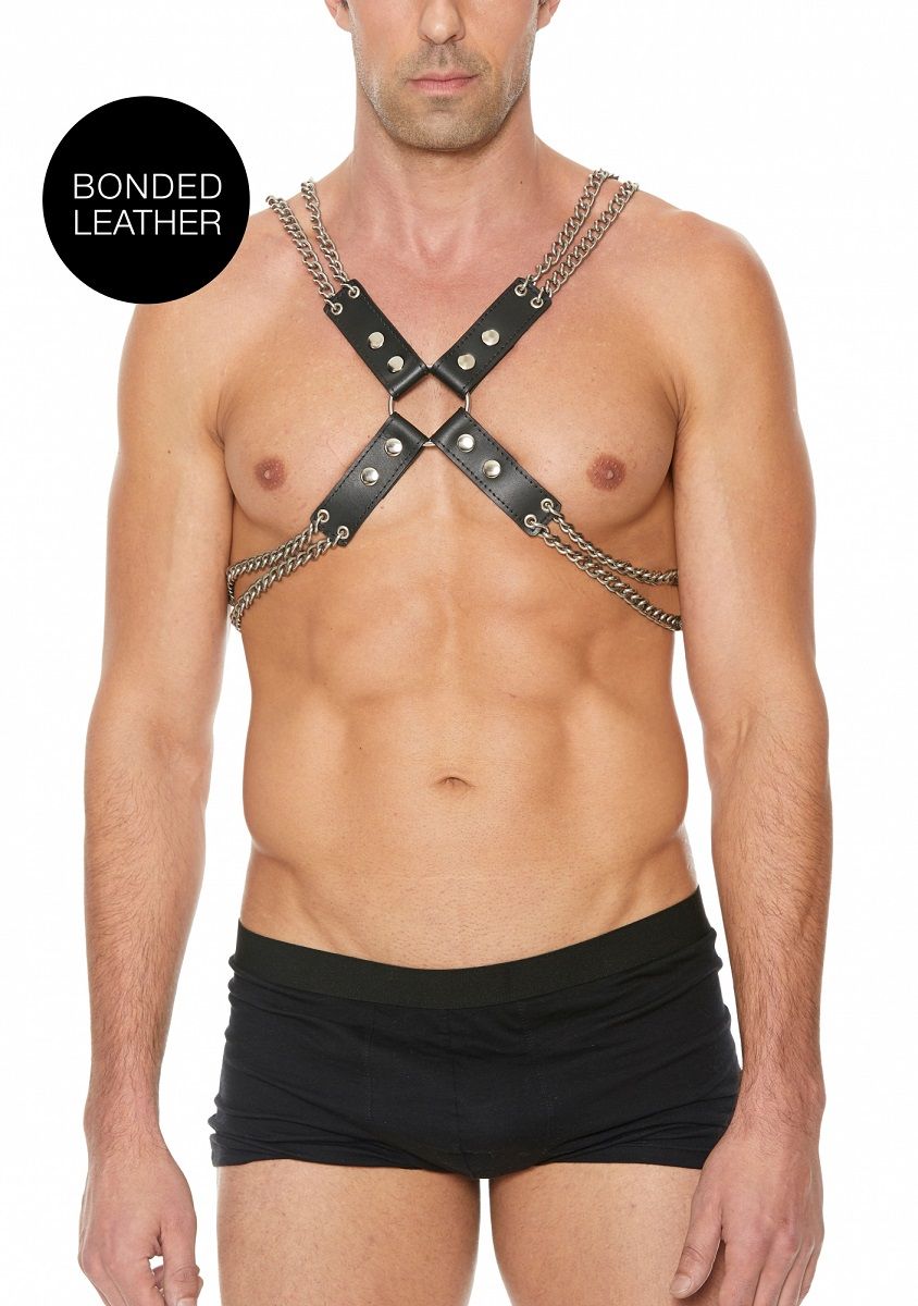 Черная мужская портупея Chain And Chain Harness