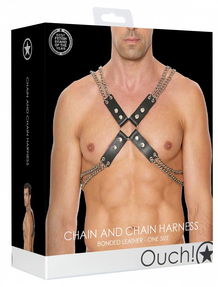 Черная мужская портупея Chain And Chain Harness