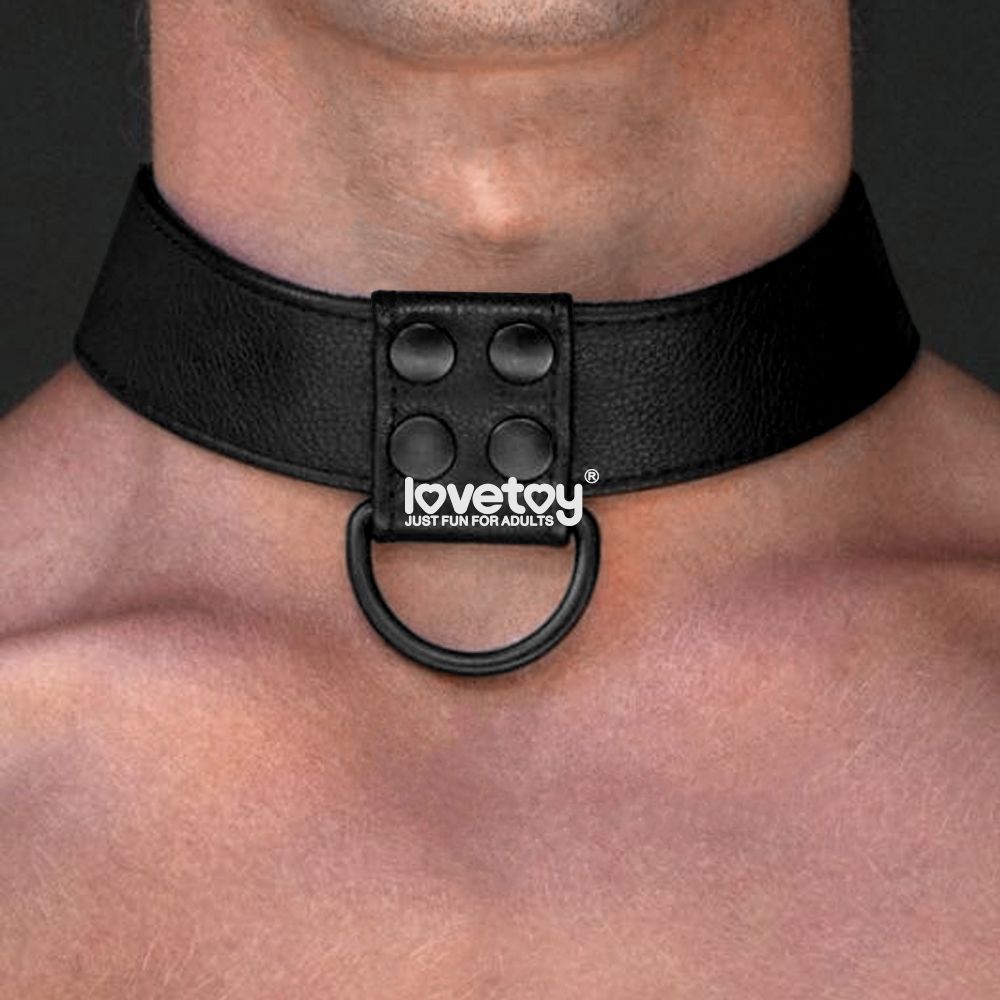 Черный ошейник Bondage Fetish Black Matt Collar With Leash с цепочкой-поводком