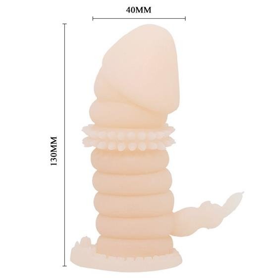 Телесная насадка на пенис со стимулятором клитора - 13 см.