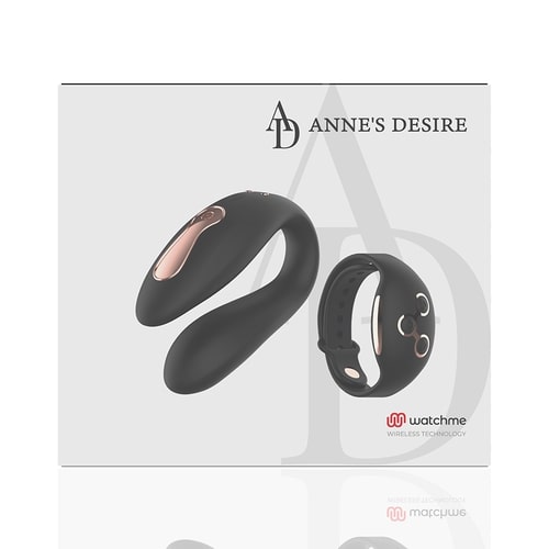 Черно-золотой вибратор для пар с пультом-часами Anne s Desire Dual Pleasure Vibe