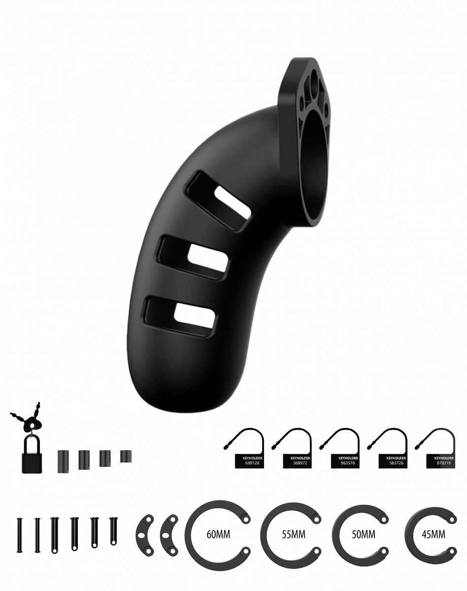 Черный мужской пояс верности Silicone Cock Cage Model 06 Chastity 5.5 
