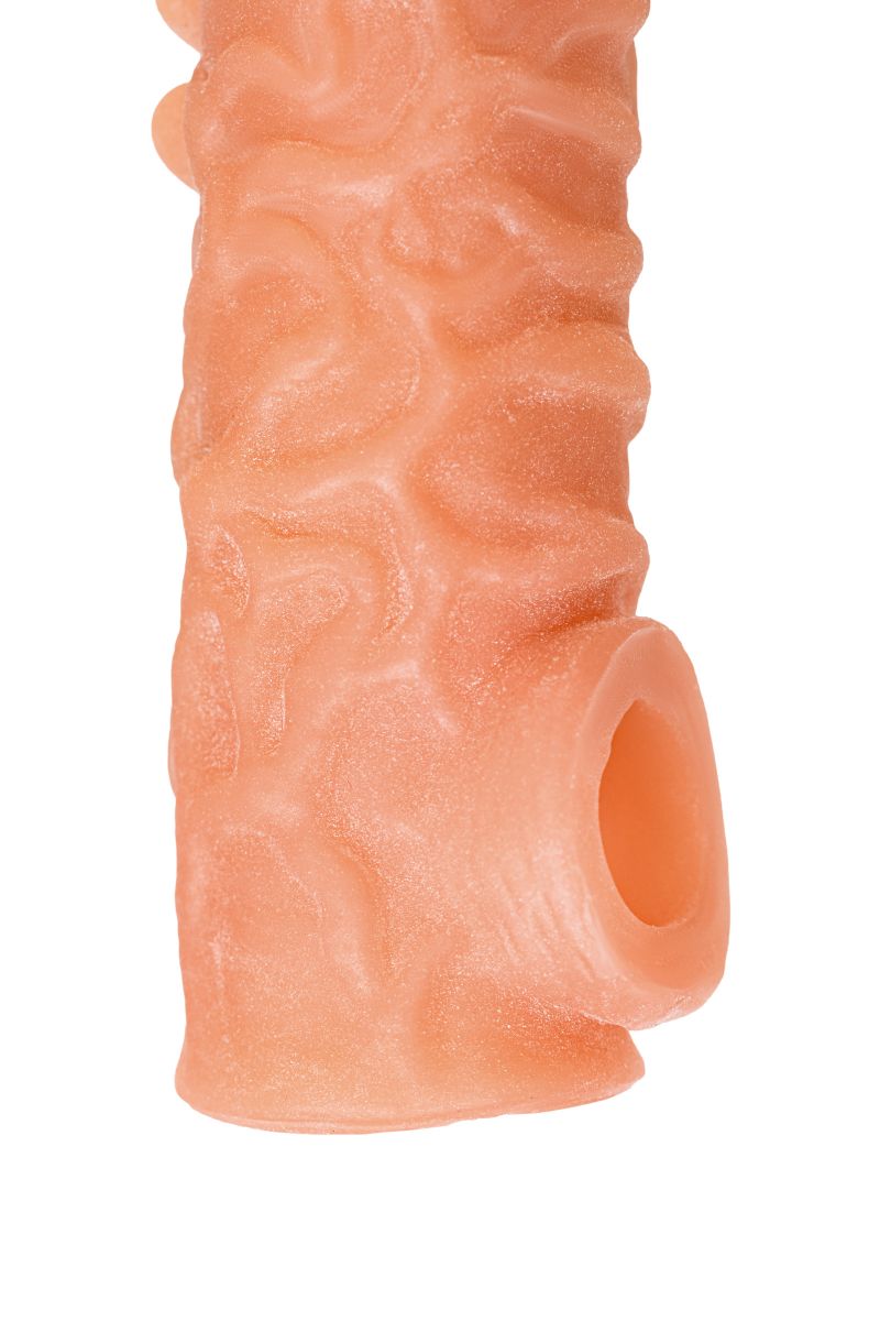 Телесная закрытая насадка с шершавой головкой Cock Sleeve 007 Size M - 15,6 см.