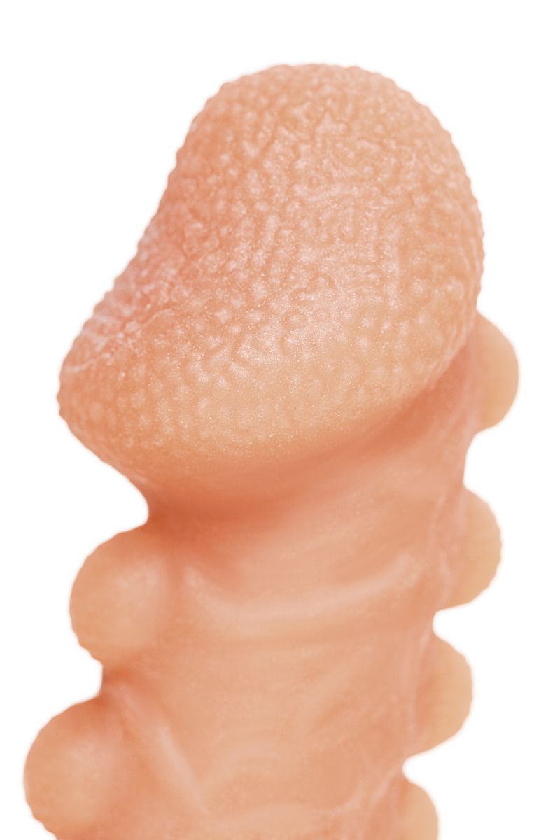 Телесная закрытая насадка с шишечками Cock Sleeve Size S - 13,8 см.