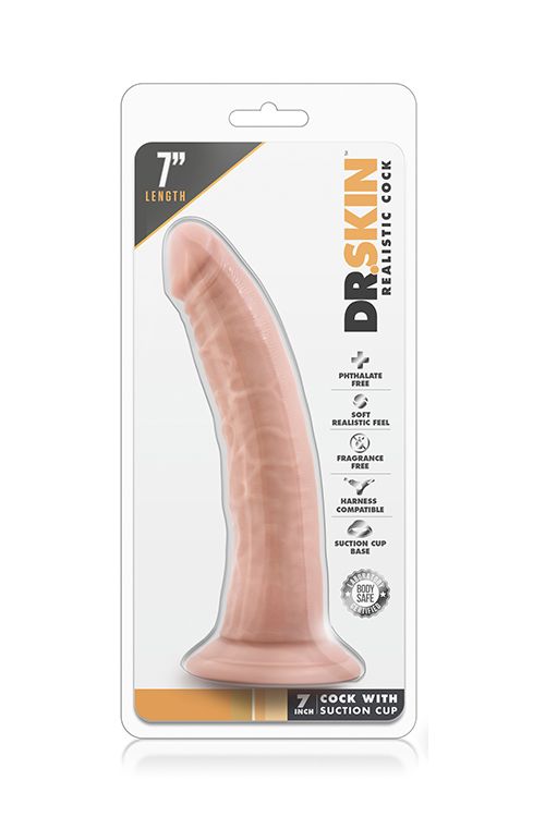 Телесный фаллоимитатор Dr. Skin 7 Inch Cock With Suction Cup - 19 см.