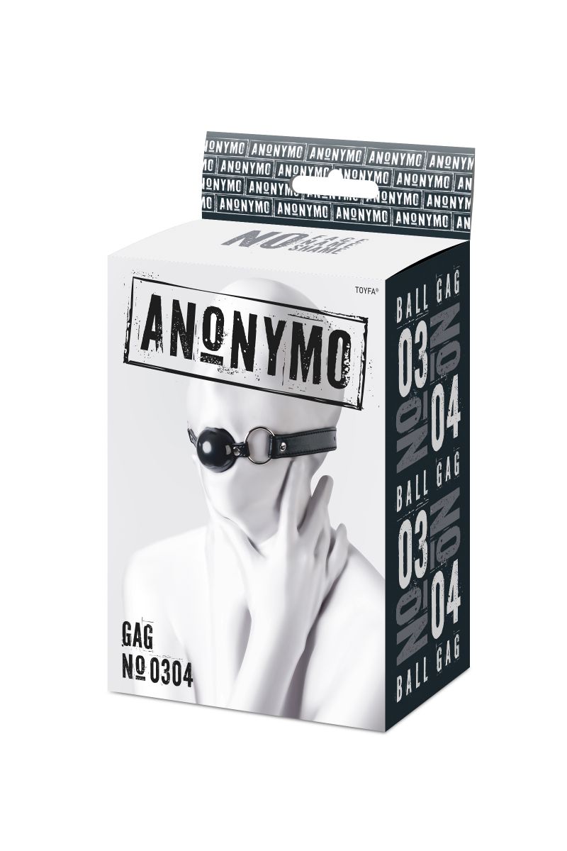 Черный кляп-шар на кожаных ремешках Anonymo