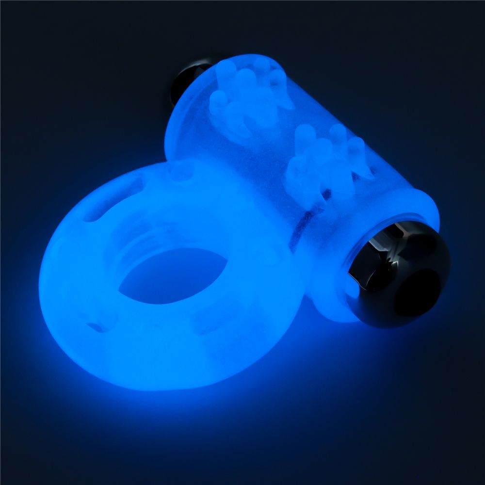 Голубое, светящееся в темноте эрекционное виброкольцо Lumino Play Vibrating Penis Ring
