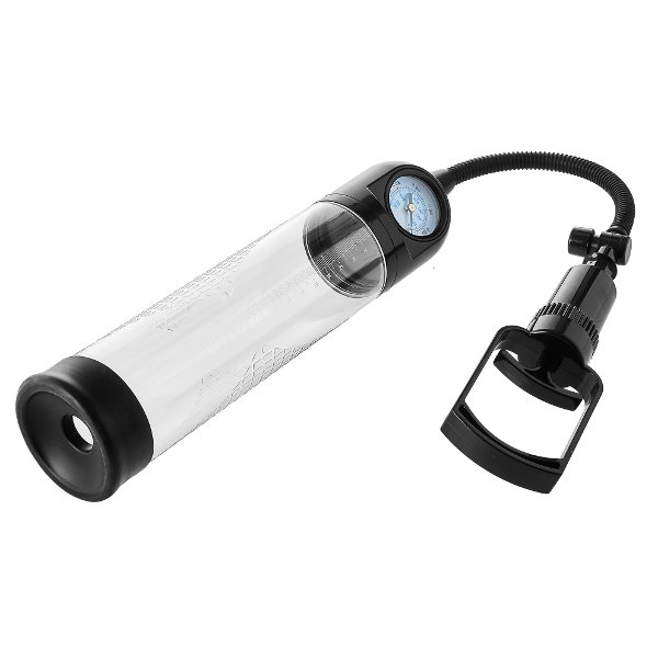 Прозрачная вакуумная помпа с манометром Deluxe Penis Pump