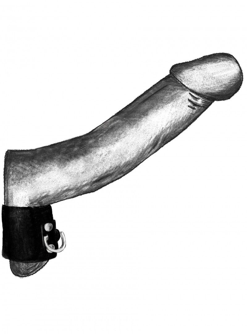 Черный бандаж на пенис и мошонку с D-образным кольцом