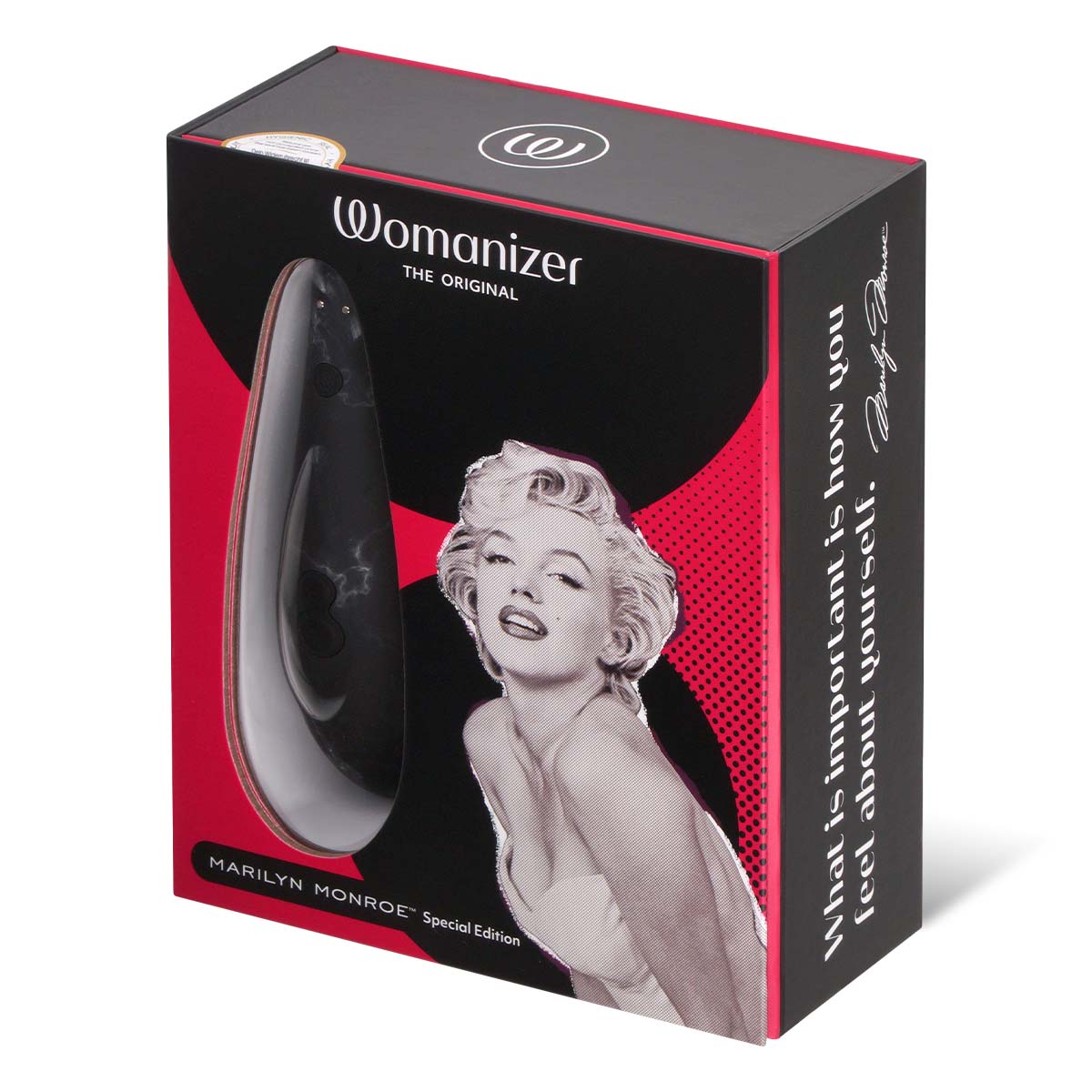 Черный бесконтактный клиторальный стимулятор Womanizer Marilyn Monroe Special Edition