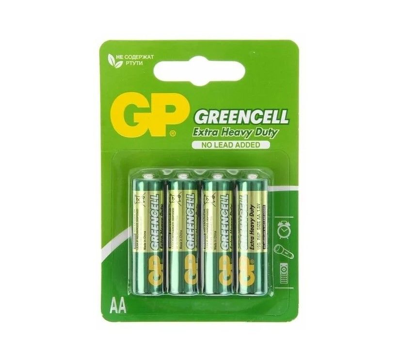 Батарейки солевые GP GreenCell AA/R6G - 4 шт. (цвет не указан)