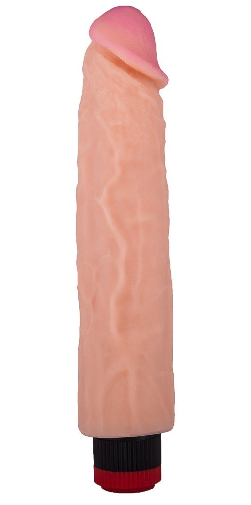 Вибратор-реалистик с розовой головкой - 26,2 см. (телесный)