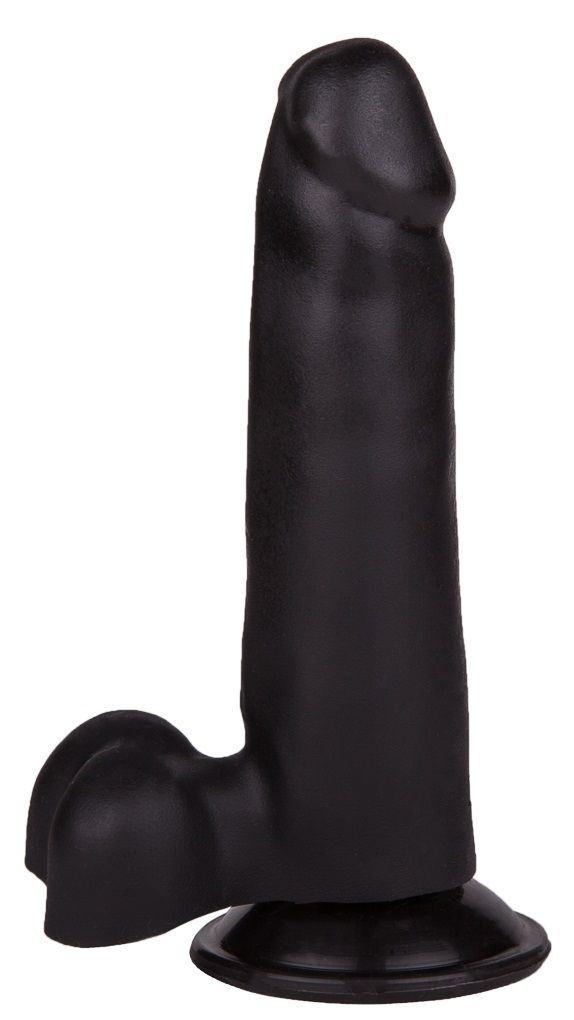 Фаллоимитатор чёрного цвета на присоске - 16,8 см.