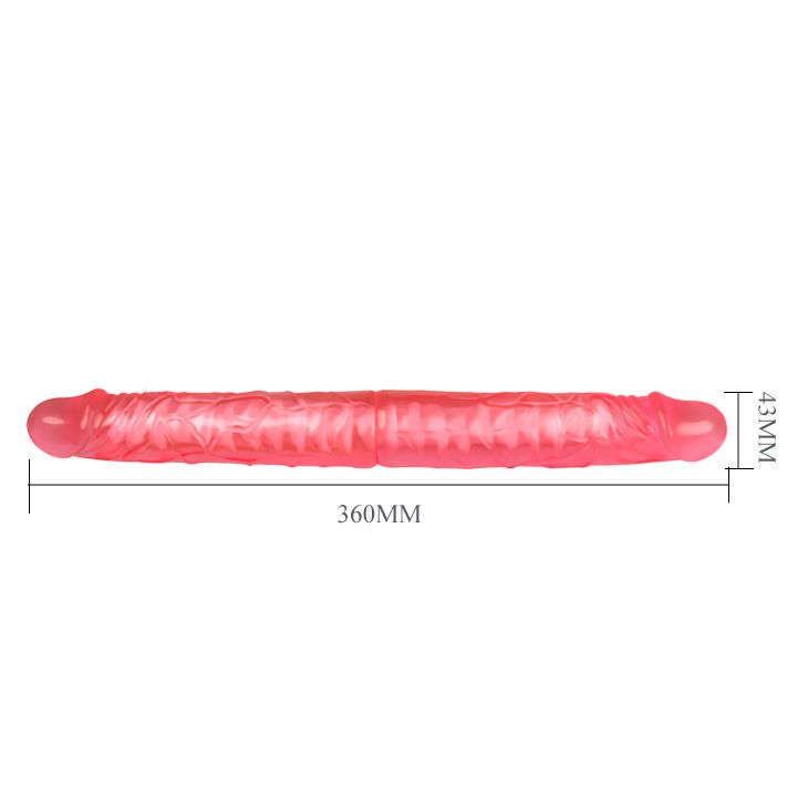Розовый двусторонний гнущийся фаллоимитатор - 36 см.