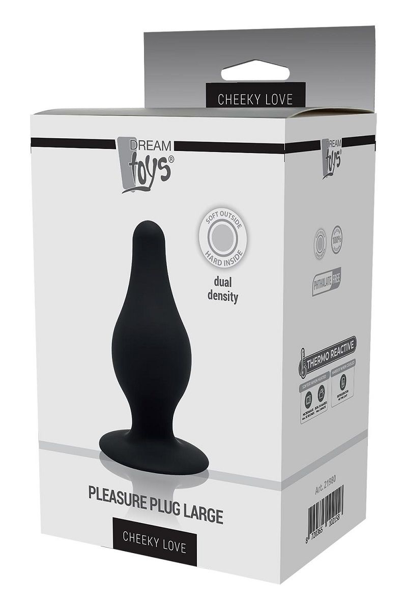 Черный анальный стимулятор DUAL DENSITY PLEASURE PLUG L - 10,2 см.