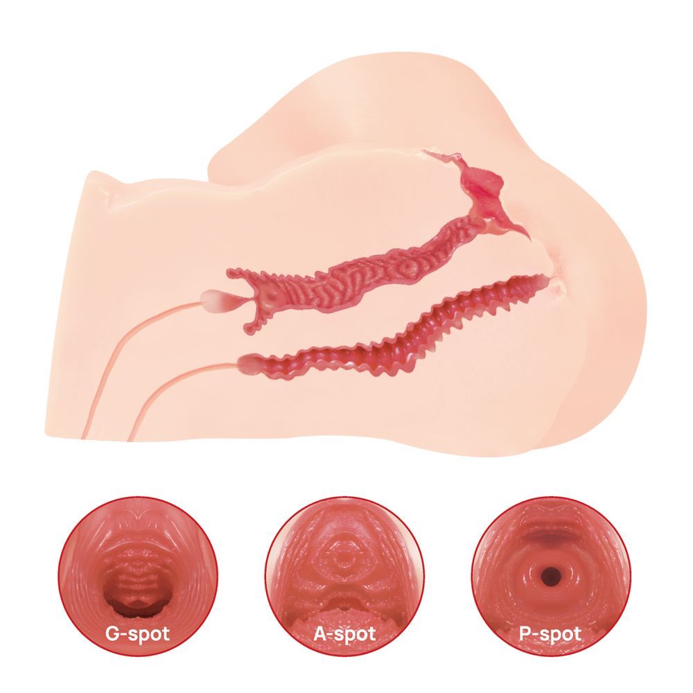 Телесный вибромастурбатор-полуторс Maria Onehole Real Vagina с двойным слоем материала