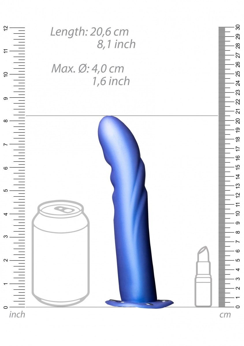 Синий страпон-фаллопротез с ребристой фактурой - 20,6 см.