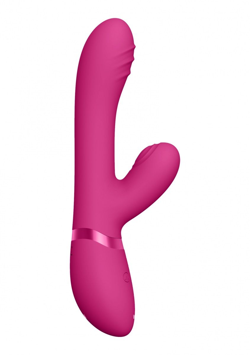 Розовый вибромассажер-кролик Tani - 21,5 см.