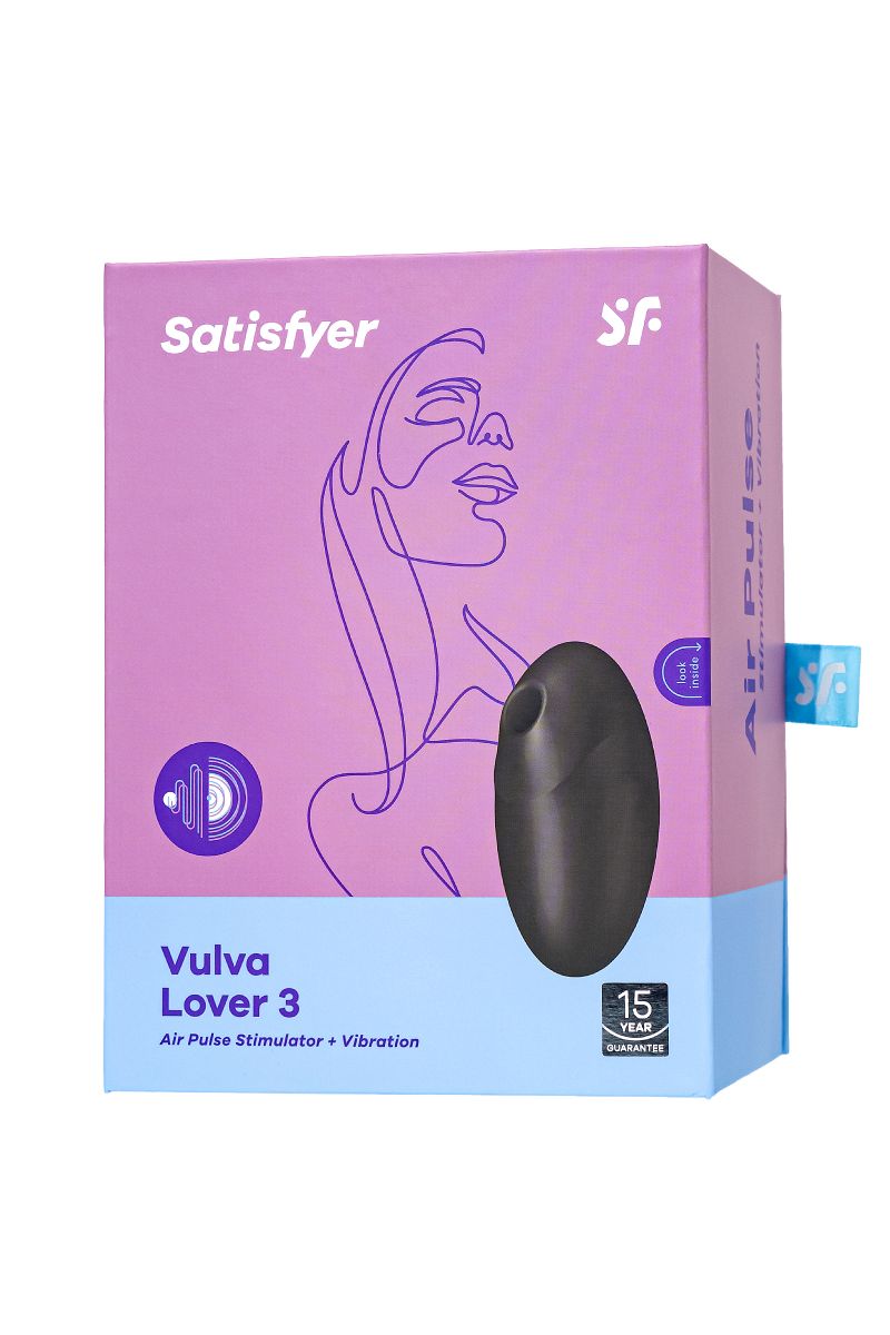 Черный вакуум-волновой стимулятор с вибрацией Vulva Lover 3