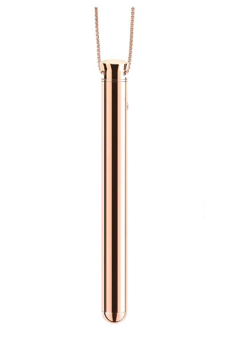 Золотистый вибростимулятор-кулон на цепочке Necklace Rechargeable Vibrator (золотистый)