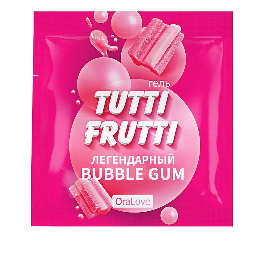 Саше гель-смазки Tutti-frutti со вкусом бабл-гам - 4 гр. (цвет не указан)