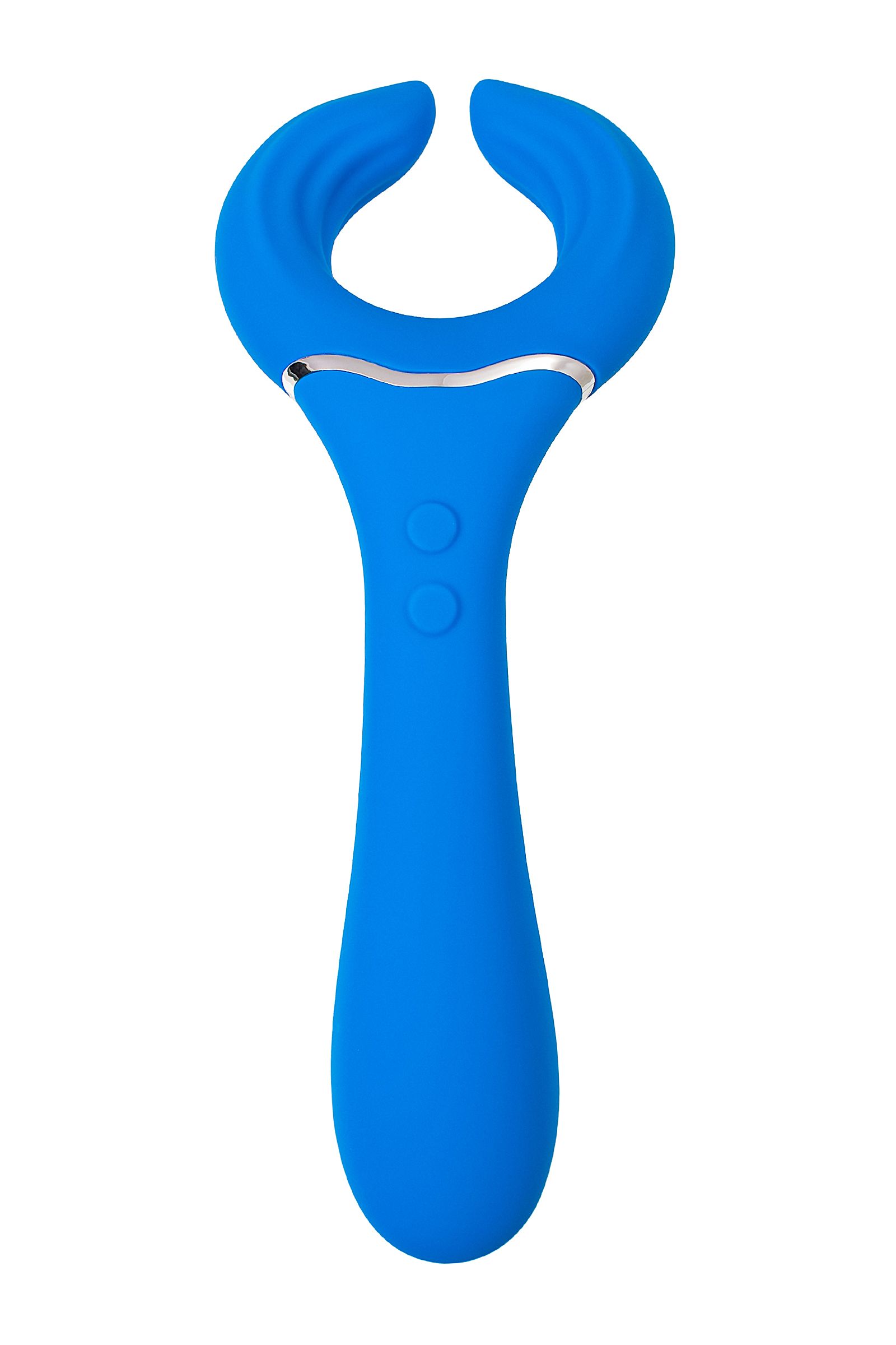 Голубой многофункциональный вибратор Whally - 18,5 см. (голубой)