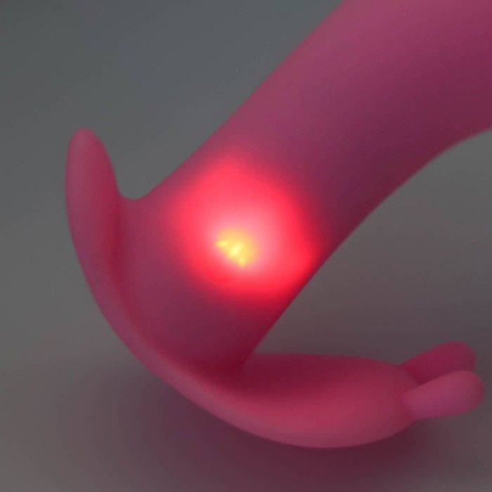 Нежно-розовый стимулятор с клиторальным отростком - 11,9 см.