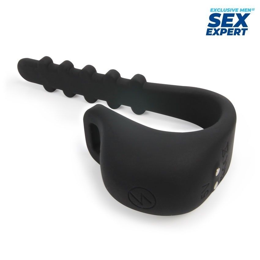 Черное эрекционное кольцо с электростимуляцией Sex Expert (черный)