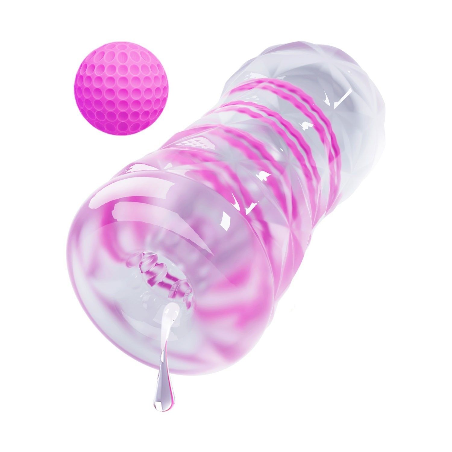 Прозрачный эластичный мастурбатор с лиловым шариком