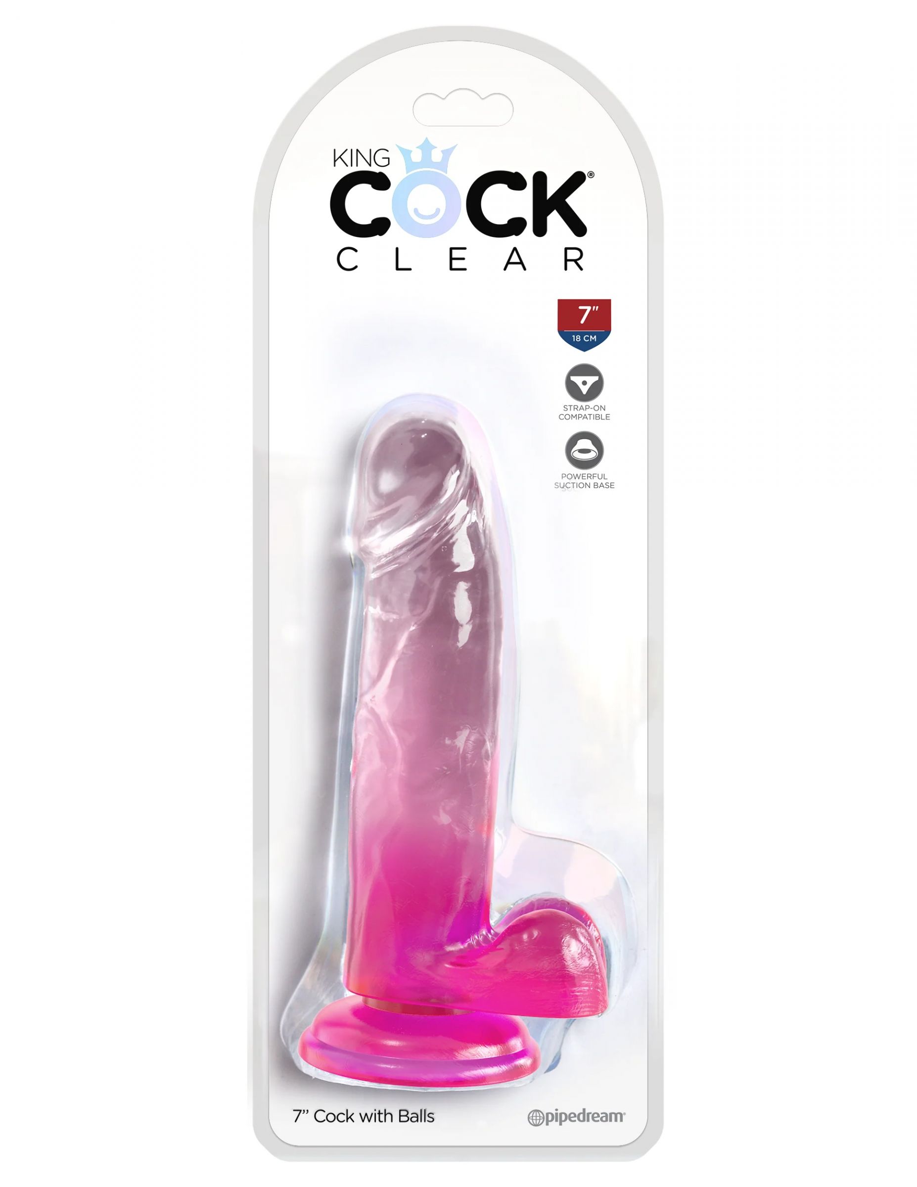 Розовый фаллоимитатор с мошонкой на присоске 7’’ Cock with Balls - 20,3 см.