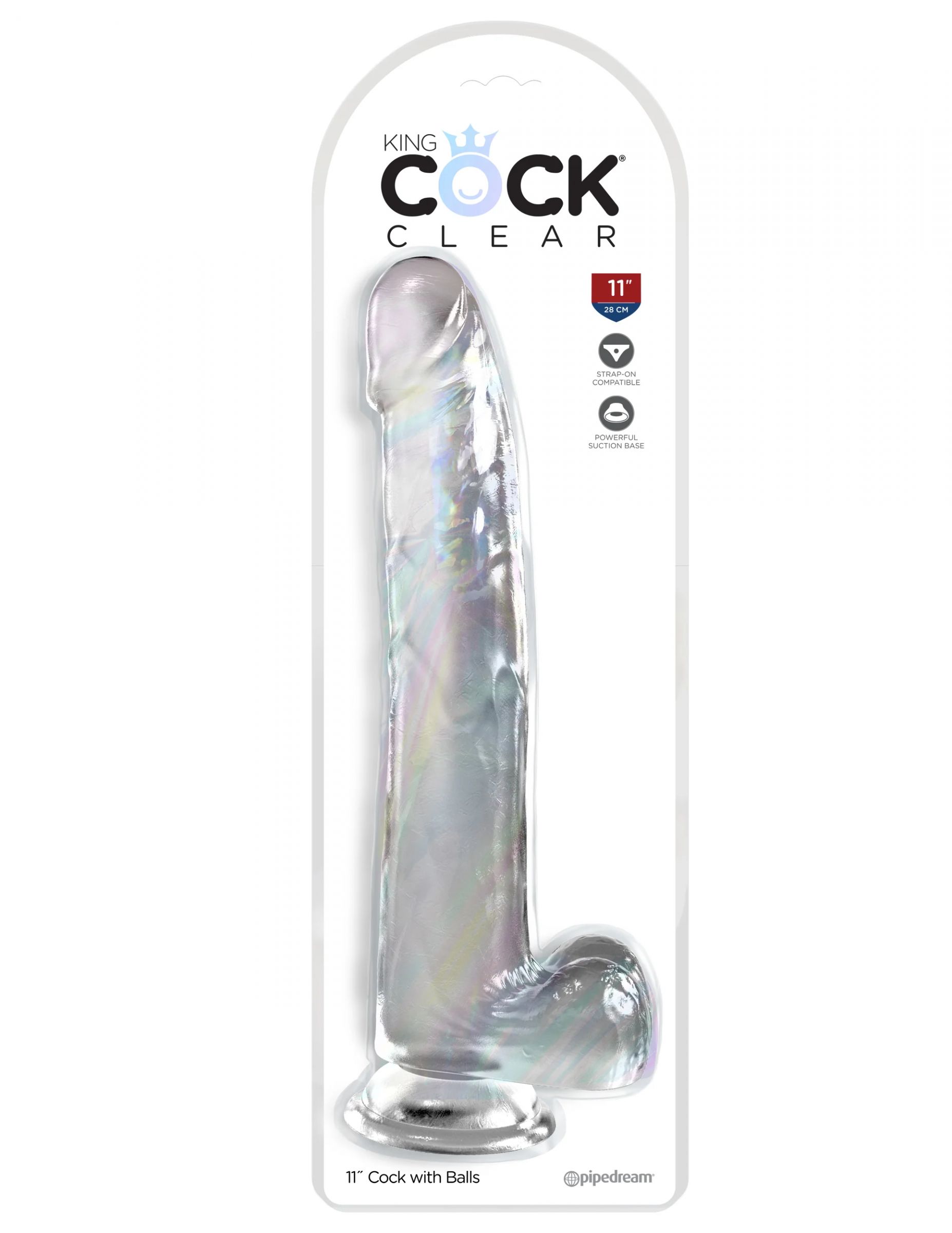 Прозрачный фаллоимитатор с мошонкой на присоске 11’’ Cock with Balls - 30,5 см.
