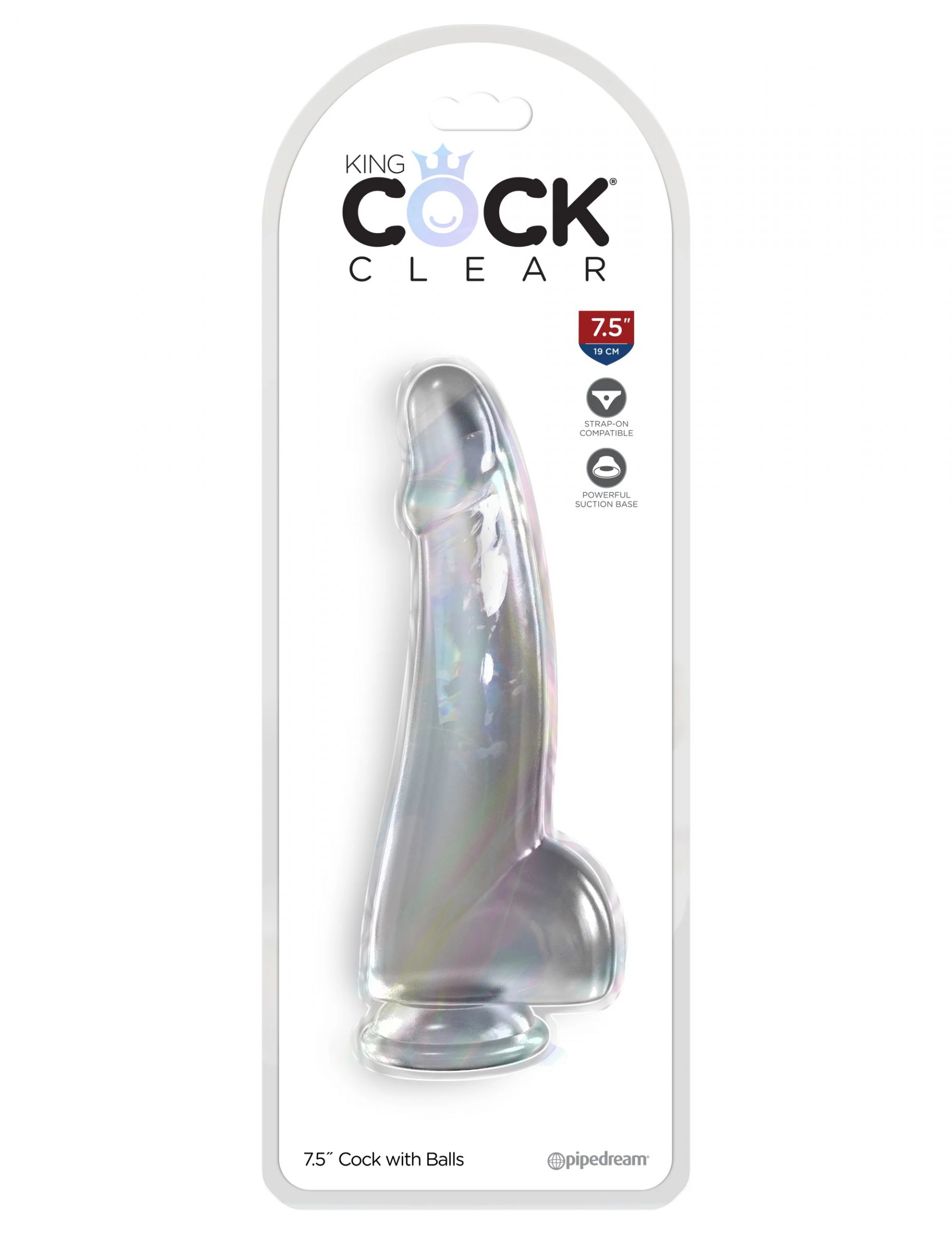 Прозрачный фаллоимитатор с мошонкой на присоске 7,5’’ Cock with Balls - 19 см.