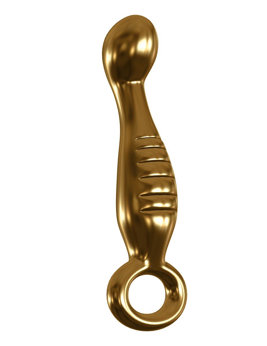 Золотистый фаллоимитатор с крупной головкой для массажа G-точки - 18 см.