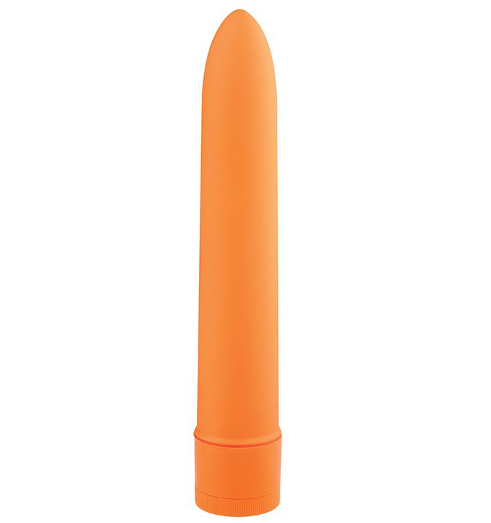 Оранжевый классический вибромассажёр BASICX MULTISPEED VIBRATOR ORANGE 7INCH - 18 см.