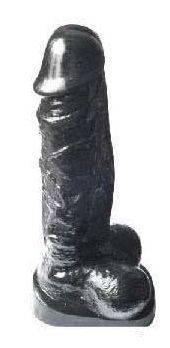 Фаллос-гигант с мошонкой на присоске - 28,5 см.
