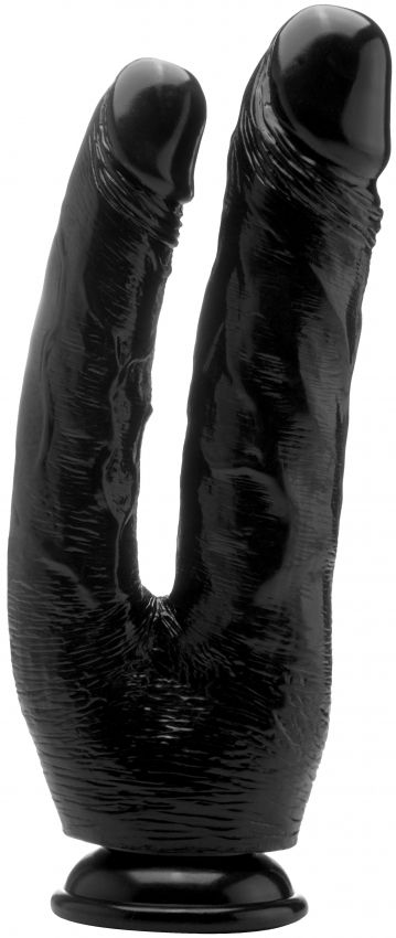 Чёрный анально-вагинальный фаллоимитатор Realistic Double Cock 10 Inch - 25,5 см.