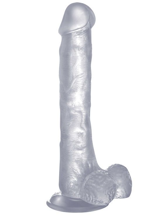 Прозрачный фаллоимитатор Realistic Cock 10  With Scrotum - 27 см.
