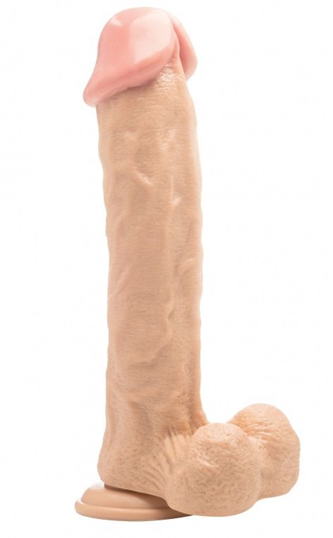 Телесный фаллоимитатор Realistic Cock 11  With Scrotum - 29,5 см.