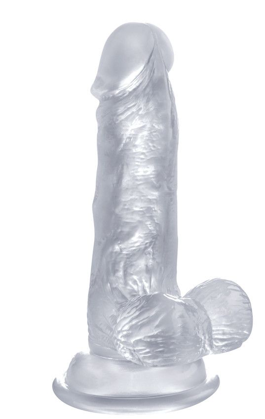 Прозрачный фаллоимитатор Realistic Cock 6  With Scrotum - 15 см.