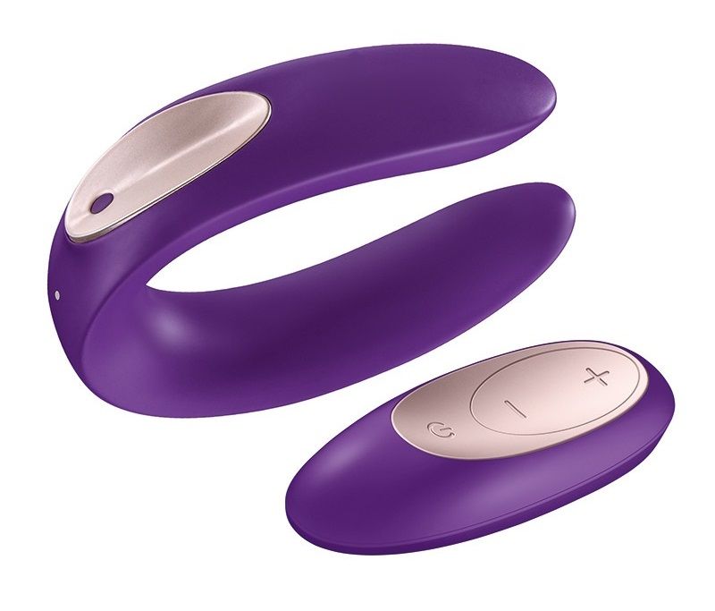 Фиолетовый вибратор для пар Satisfyer Double Plus Remote с пультом ДУ (фиолетовый)